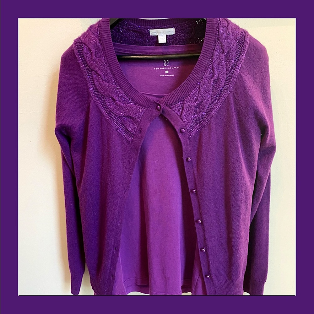 NY & Co. Jeweled Sweater Set, Long Sleeves, M